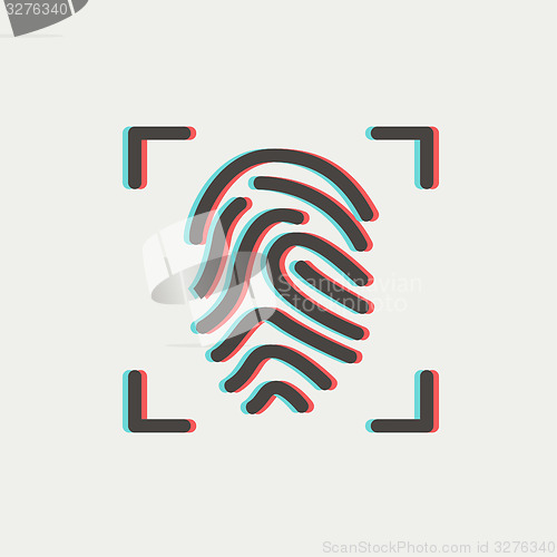 Image of Fingerprint scanning thin line icon