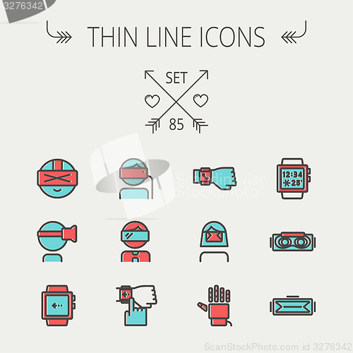 Image of Technology thin line icon set