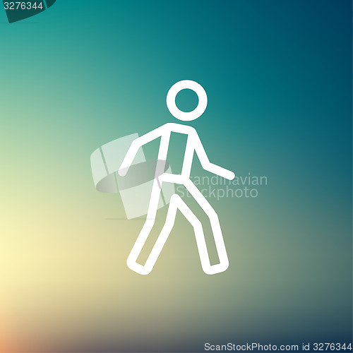 Image of Waliking exercise thin line icon