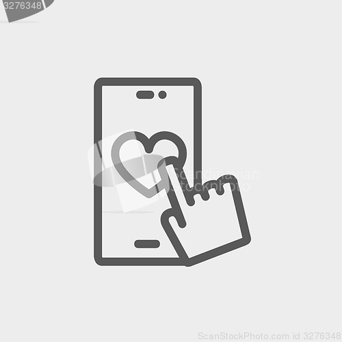 Image of Cellphone with heart thin line icon