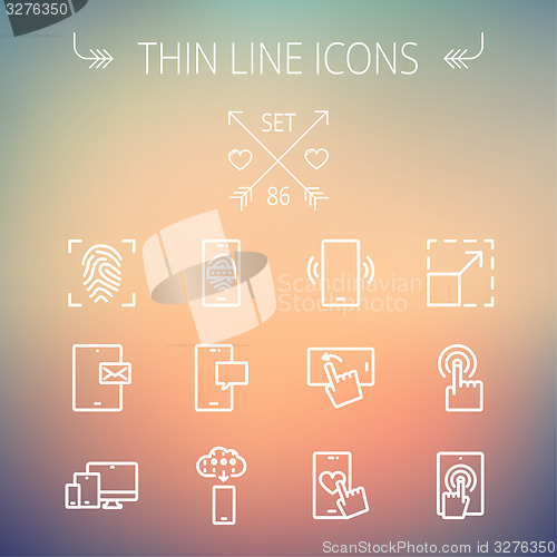 Image of Technology thin line icon set