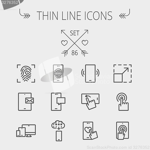 Image of Technology thin line icon set