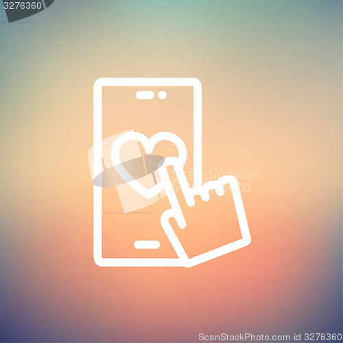 Image of Cellphone with heart thin line icon