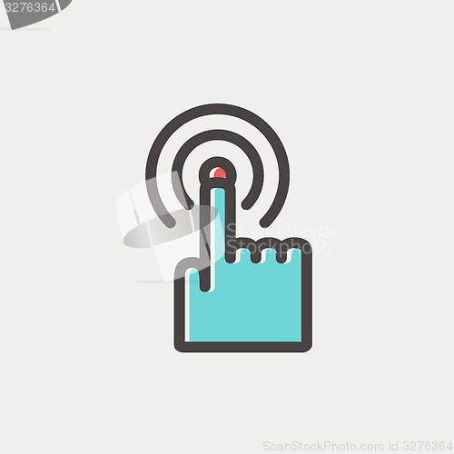 Image of Finger pressing circles thin line icon