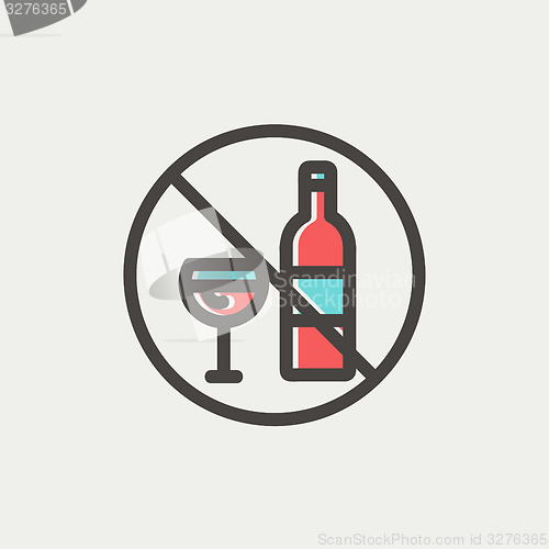 Image of No alcohol sign thin line icon