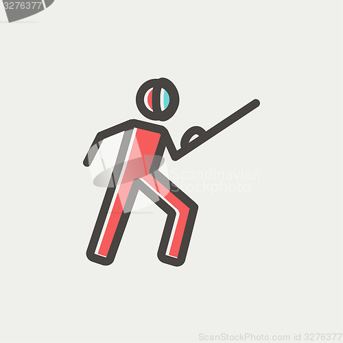 Image of Fencing sport thin line icon