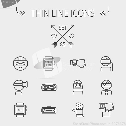 Image of Technology thin line icon set