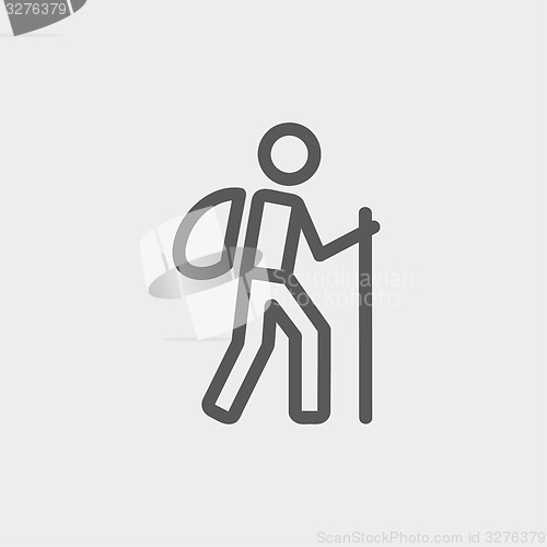 Image of Hiking exercise thin line icon