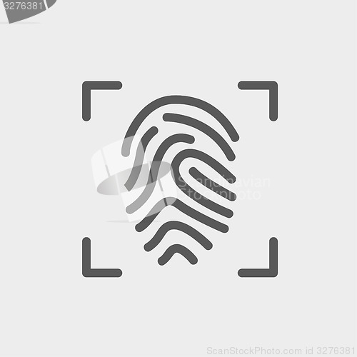 Image of Fingerprint scanning thin line icon