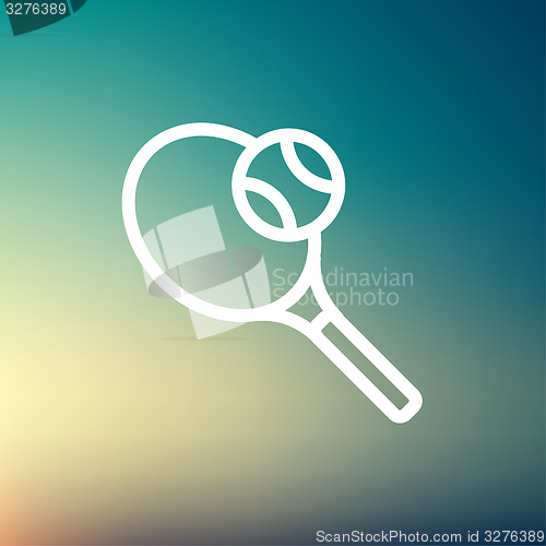 Image of Tennis racket and ball thin line icon