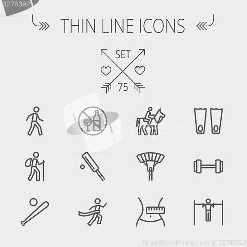 Image of Sports thin line icon set