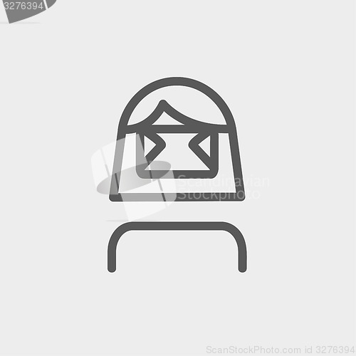 Image of Girl wearing virtual reality headset thin line icon
