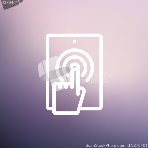 Image of Touch mark in mobile phone thin line icon