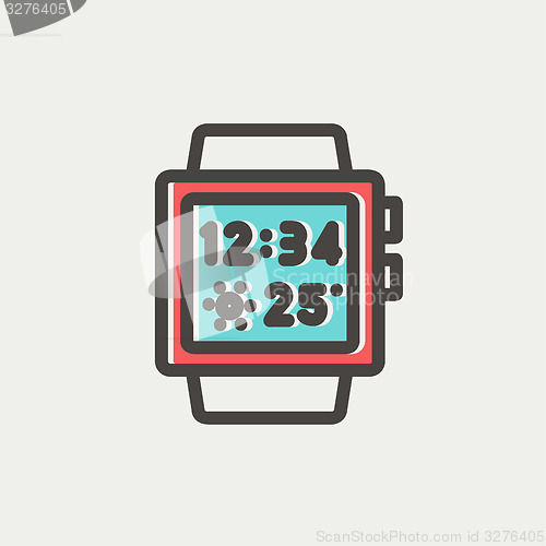 Image of Trendy smart watch thin line icon