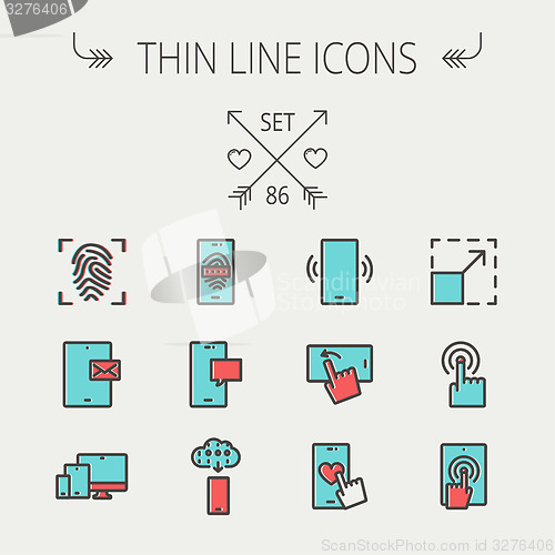 Image of Technology thin line icon set