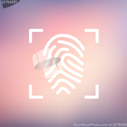 Image of Fingerprint scanning thin line icon