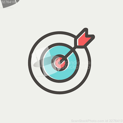 Image of Arrow hit the target thin line icon