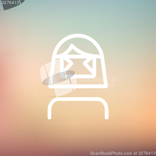 Image of Girl wearing virtual reality headset thin line icon