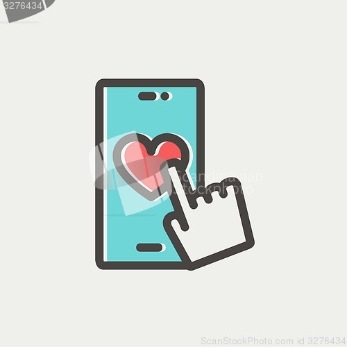Image of Cellphone with heart thin line icon