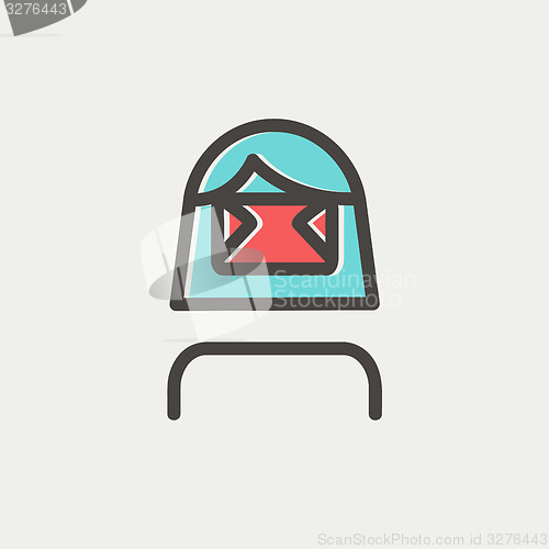 Image of Girl wearing virtual reality headset thin line icon