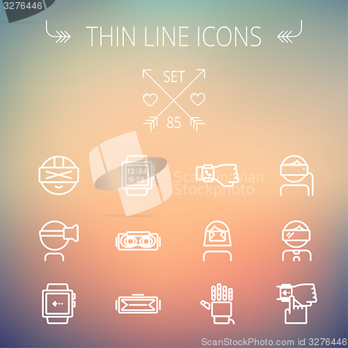 Image of Technology thin line icon set