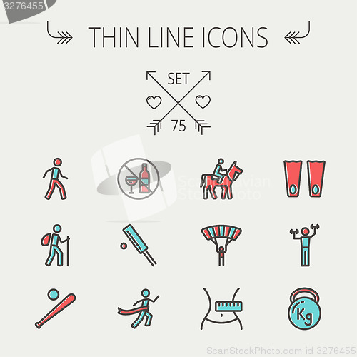 Image of Sports thin line icon set