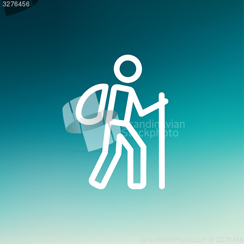 Image of Hiking exercise thin line icon