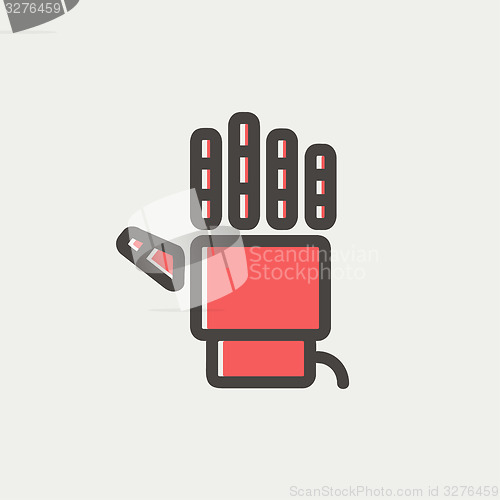 Image of Robot hand thin line icon