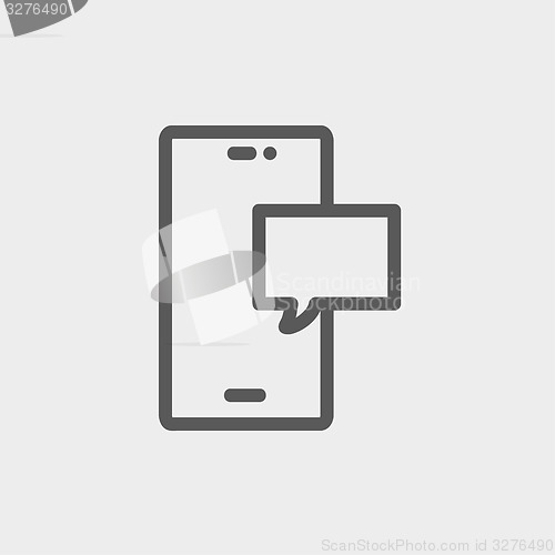 Image of Empty speech bubble in smartphone thin line icon