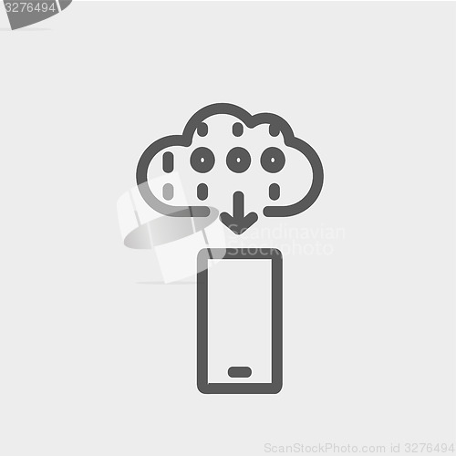 Image of Mobile phone with weather forecast thin line icon