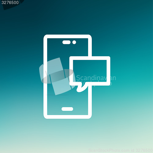 Image of Empty speech bubble in smartphone thin line icon