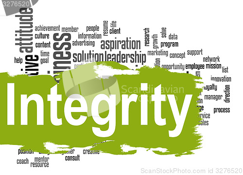 Image of Integrity word cloud with green banner