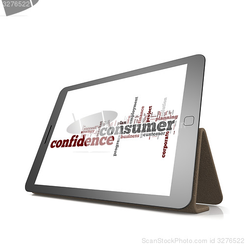 Image of Consumer confidence word cloud on tablet