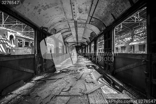 Image of Messy vehicle interior of a train carriage