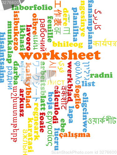 Image of Worksheet multilanguage wordcloud background concept