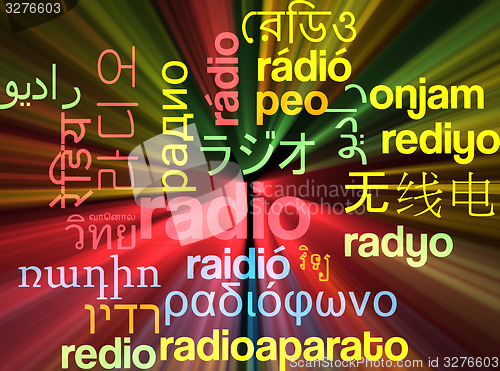 Image of Radio multilanguage wordcloud background concept glowing