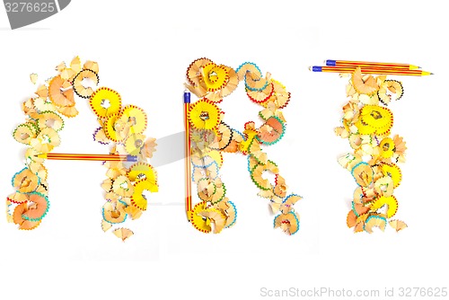Image of ART caption from colored shavings