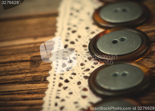 Image of Vintage lace ribbons and buttons set 