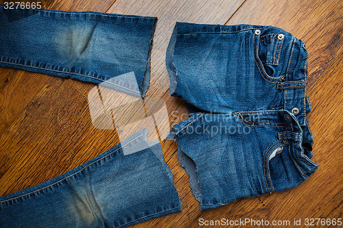 Image of cut old jeans