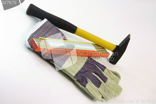 Image of gloves hammer meter