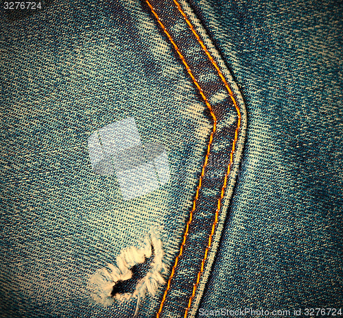 Image of blue jeans pocket closeup