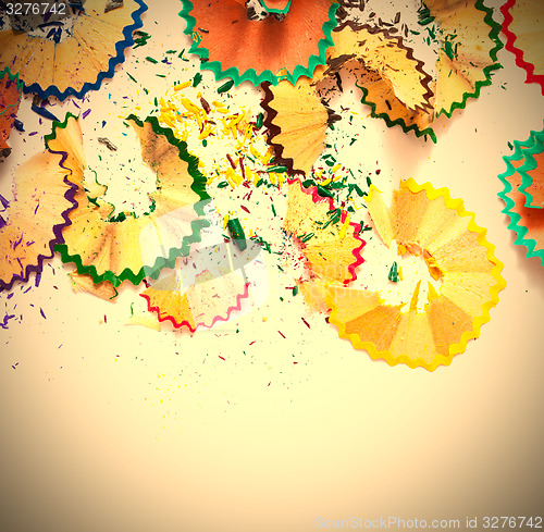 Image of pencil shavings on white background