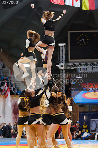 Image of Acrobatic jump show cheerleaders