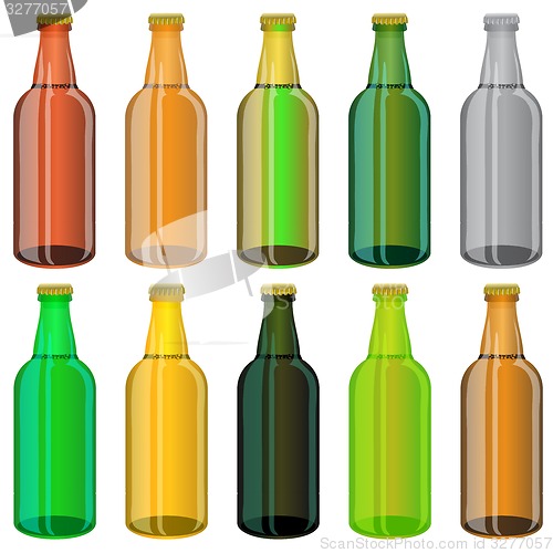 Image of Set of Colorful Beer Glass Bottles