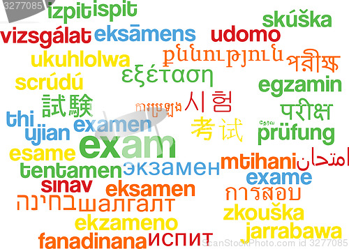 Image of Exam multilanguage wordcloud background concept