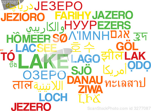Image of Lake multilanguage wordcloud background concept
