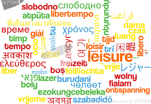 Image of Leisure multilanguage wordcloud background concept