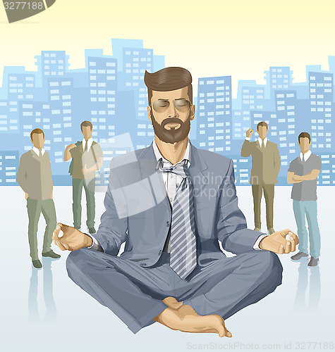 Image of Vector businessman and silhouettes of business people