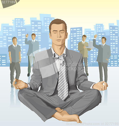 Image of Vector businessman and silhouettes of business people