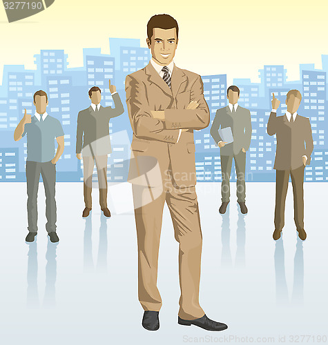 Image of Vector businessman and silhouettes of business people